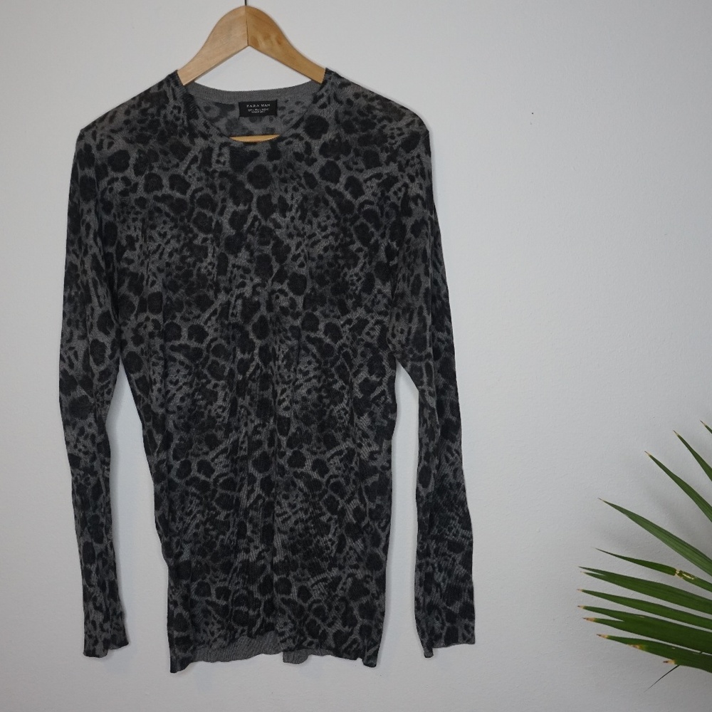 Long Sleeve Zara Leopard Print Shirt